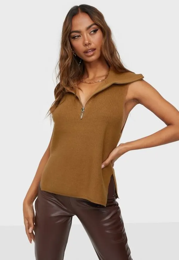 Y.A.S Yasdalma Zip Knit Vest S. Stickade västar