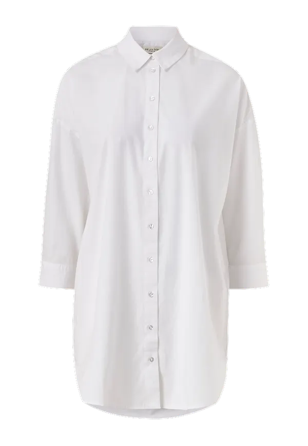 Selected FEMME - Långskjorta slfAmi 7/8 Long Shirt - Vit