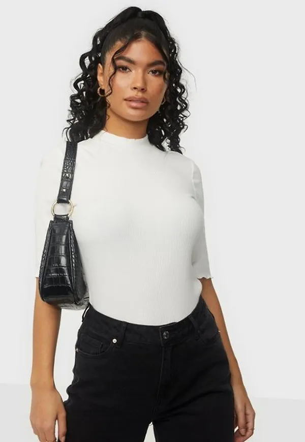 Selected Femme Slfanna 2/4 Crew Neck Tee s Noos T-shirts Snow White