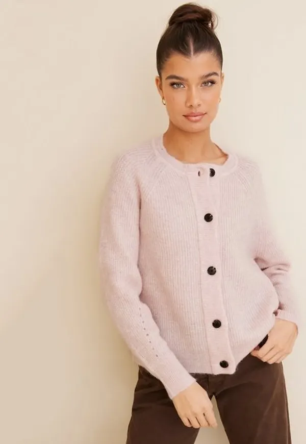 Selected Femme Slflulu Ls Knit Short Cardigan Noos Cardigans Blushing Bride Melange