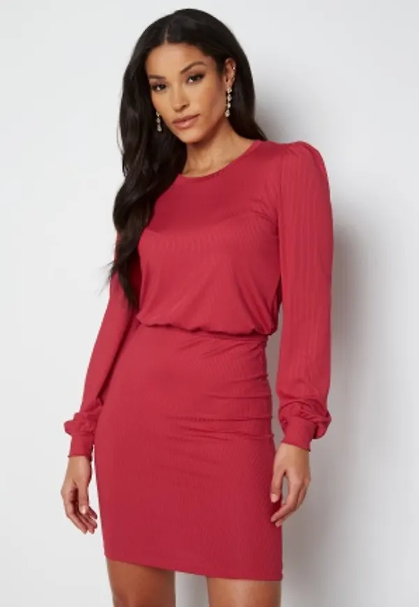 BUBBLEROOM Besa long sleeve short dress  Cerise XL