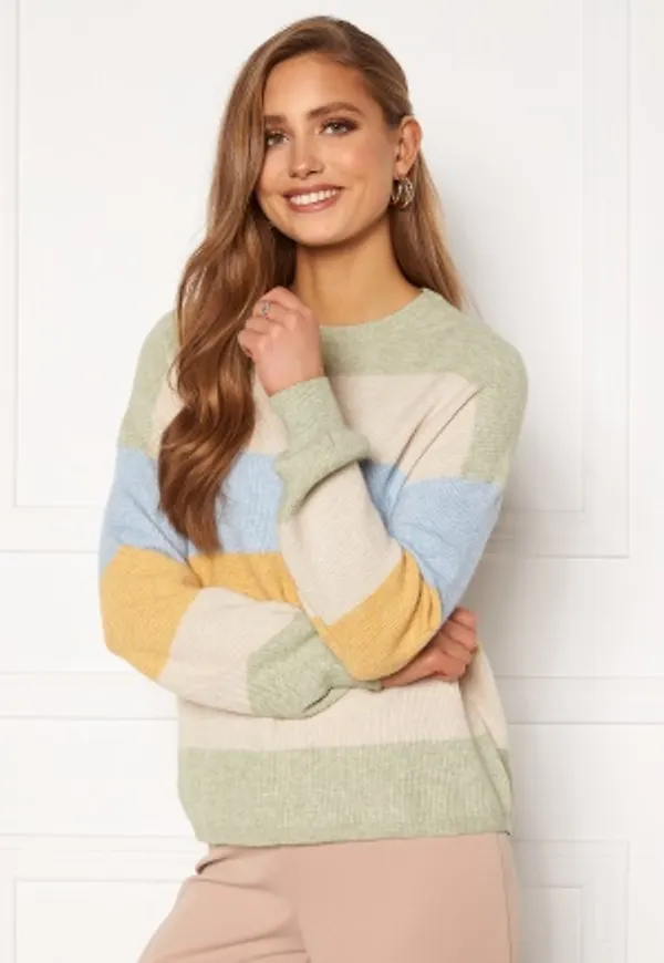 ONLY Atia L/S Stripe Pullover Knt Desert Sage/ Stripes XS