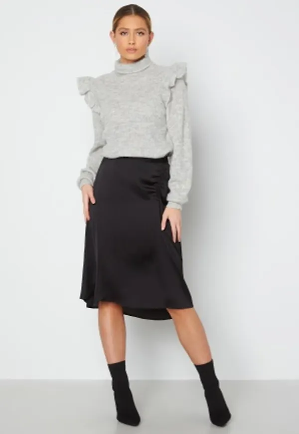 VERO MODA Cristy H/W Rouching Slit Skirt Black L