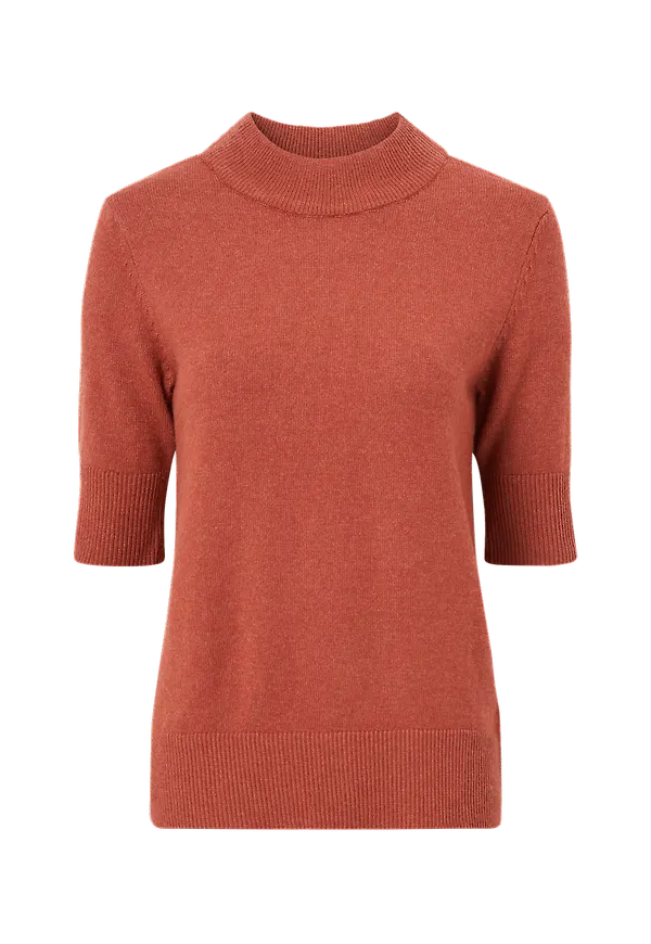 Vila - Topp Viril Crew Neck 2/4 Knit Top - Röd