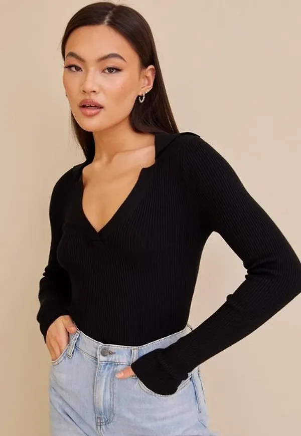 Vero Moda Vmtania Ls V-Neck Knit Blouse Vma Stickade tröjor Black