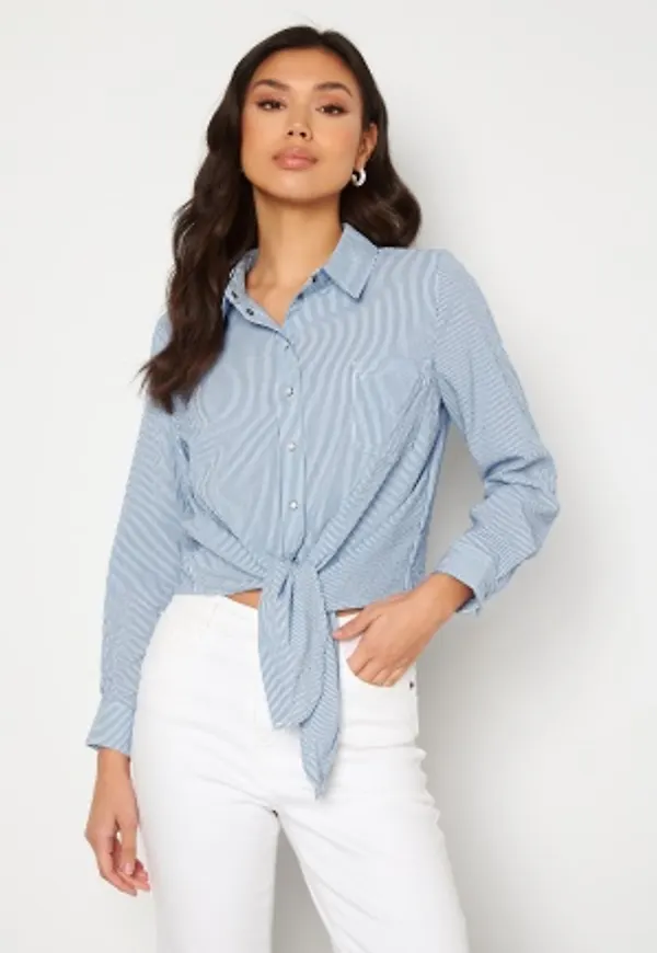 ONLY Lecey LS Knot Shirt Cloud Dancer Stripes L