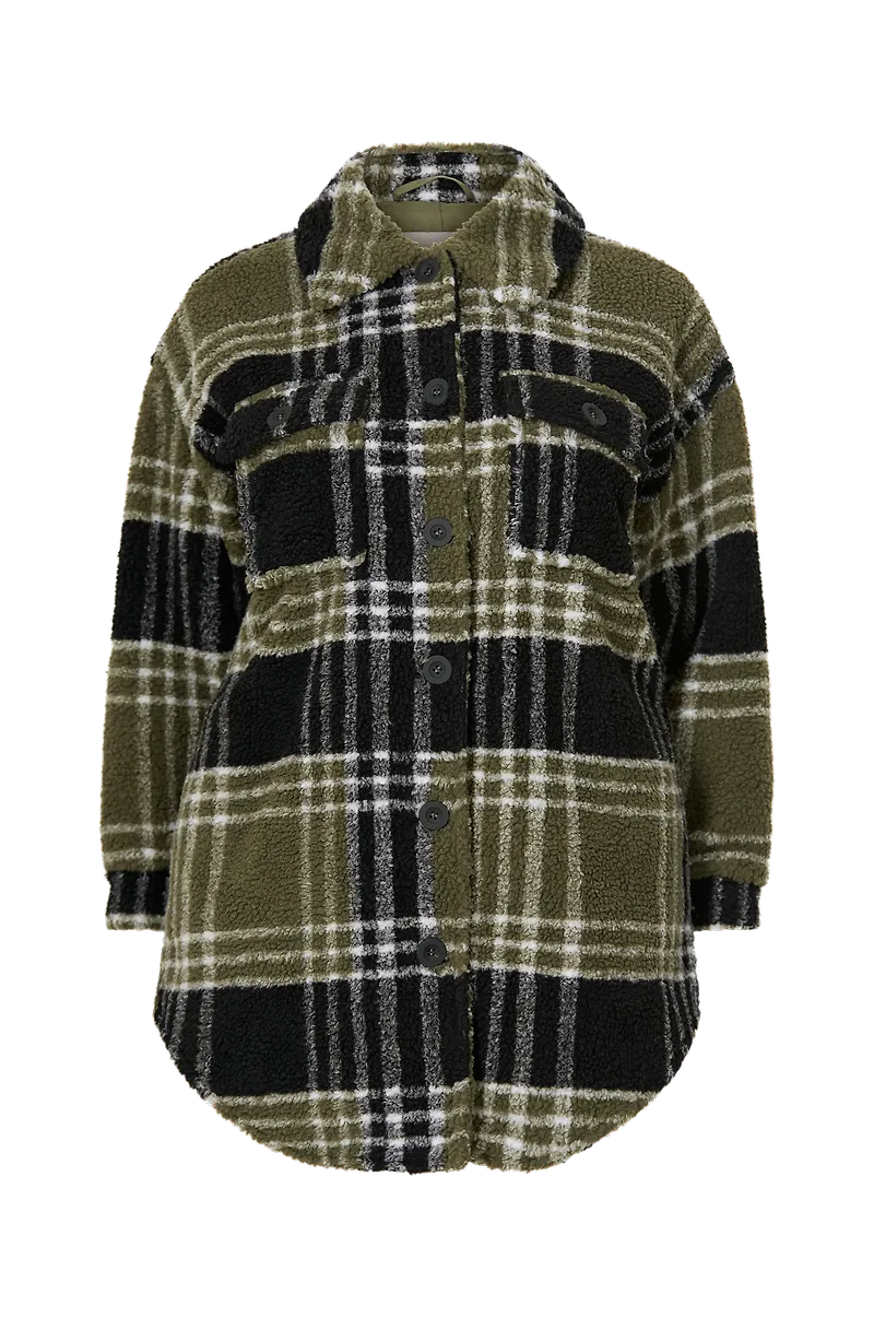 Only Carmakoma - Jacka carNewcamilla Teddy Shacket Aop - Grön