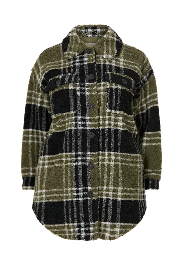 Only Carmakoma - Jacka carNewcamilla Teddy Shacket Aop - Grön
