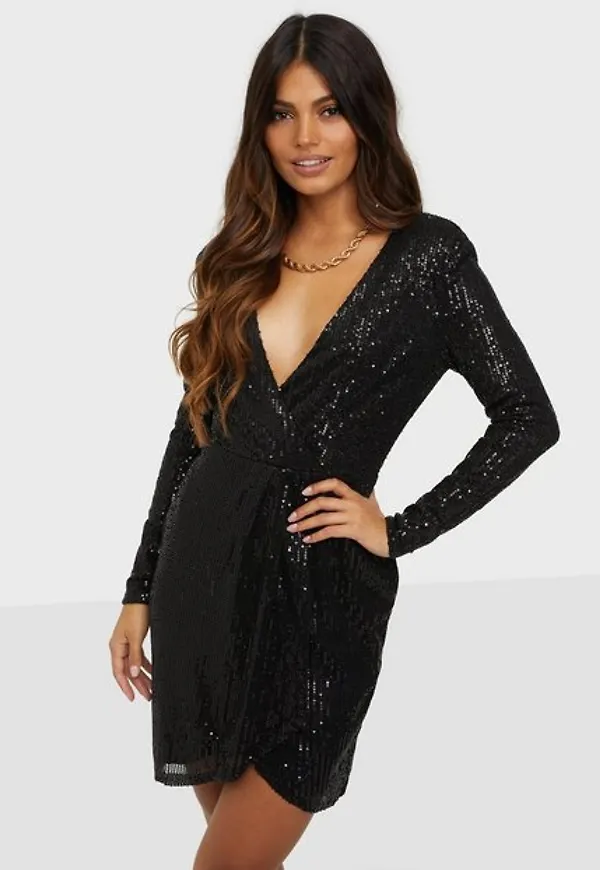 NLY Trend Stunning Sequin Dress Fodralklänningar Svart
