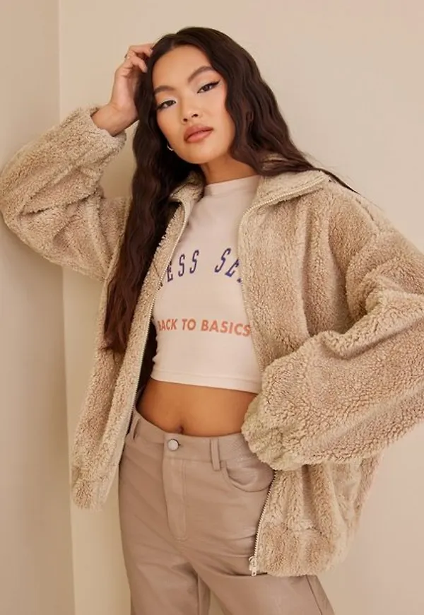 NLY Trend Cozy Teddy Jacket Faux Fur Beige