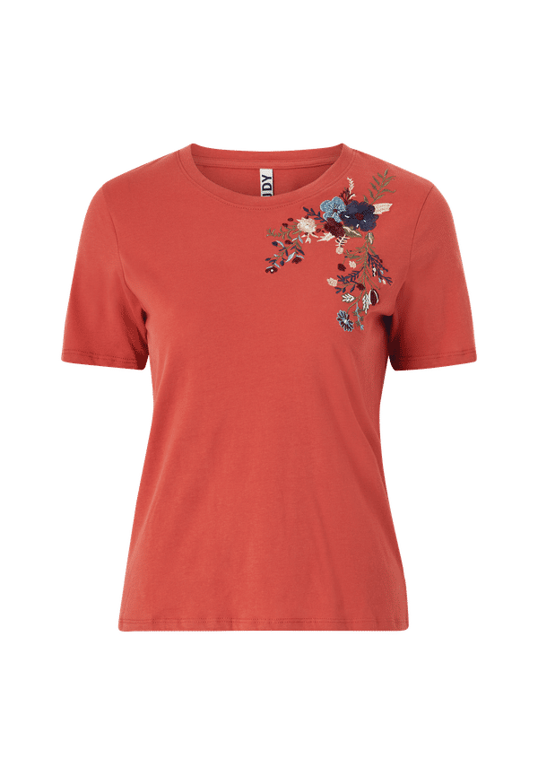 JDY - Topp jdyPriscilla Life S/S Emb Top - Röd