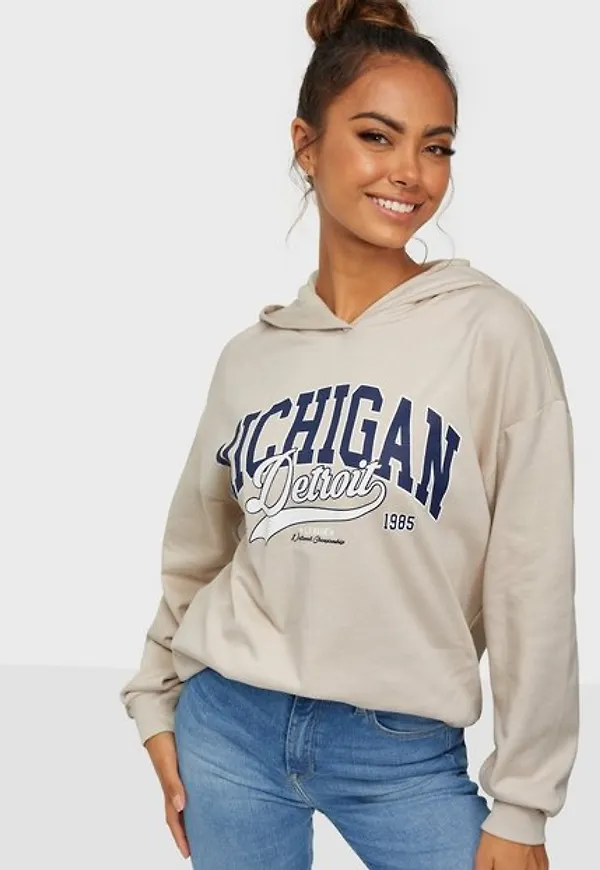 Only Onldreamer Life Athl Oversized Hood Hoodies Pumice Stone Michigan