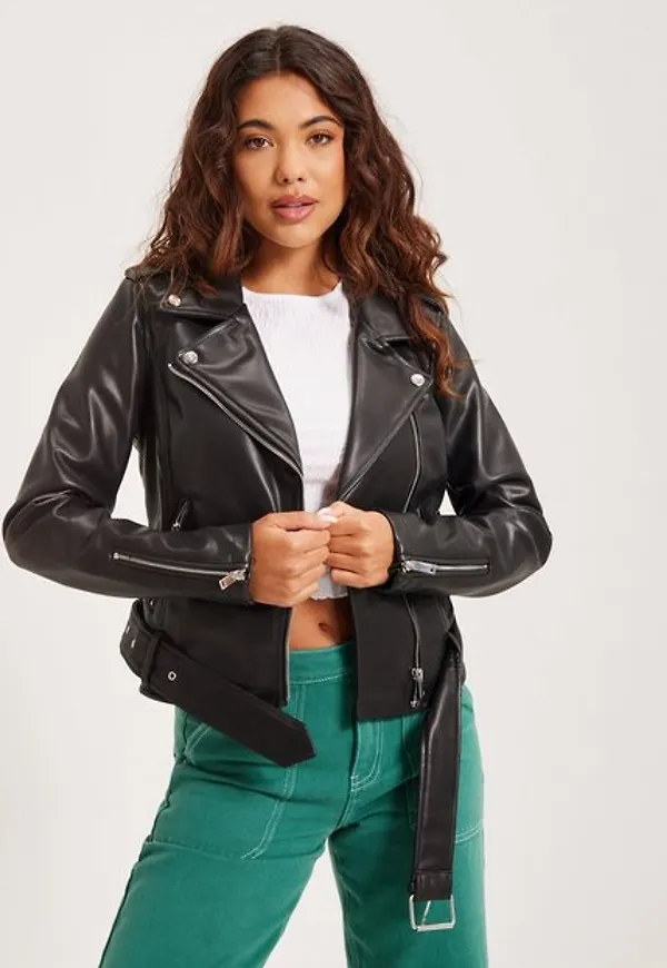 Glamorous PU Leather Biker Jacket Skinnjackor