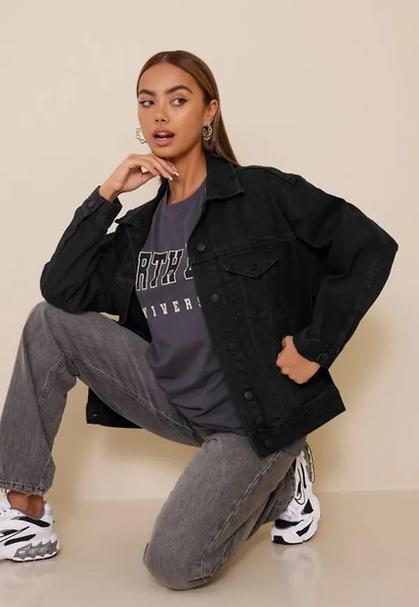 Gina Tricot Boxy denim jacket Jeansjackor Offblack