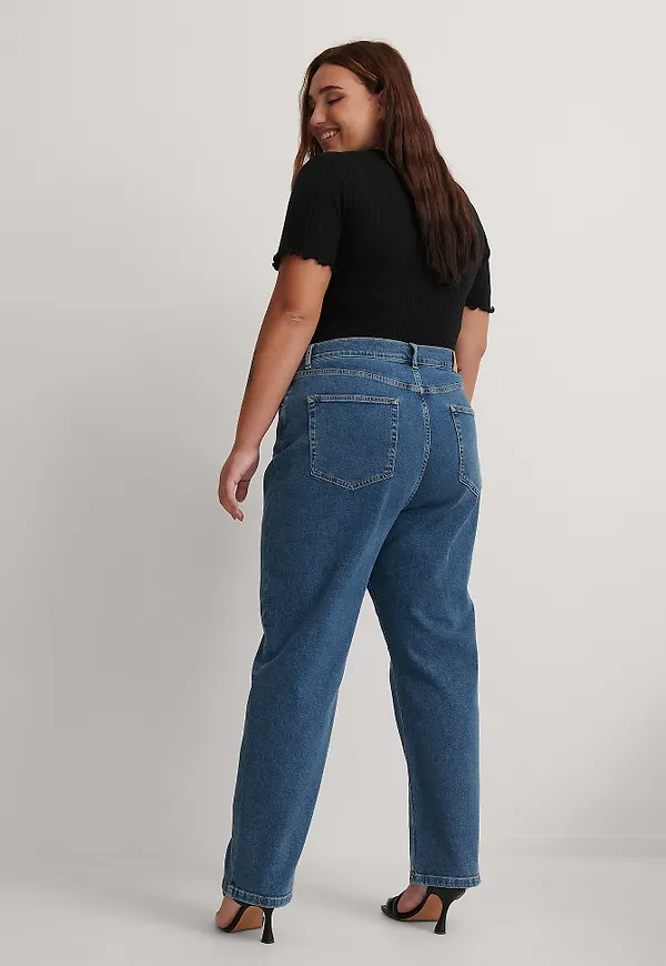 NA-KD Ekologiska Raka Jeans Med Hög Midja - Blue