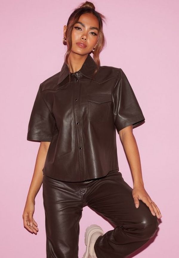 JJXX Jxlark Short Leather Shirt Noos Skjortor Demitasse