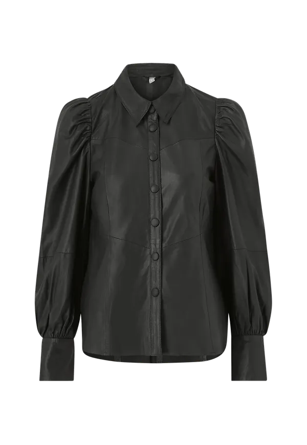 Culture - Skjorta cuAlina Leather Blouse - Svart