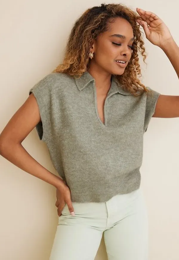 Only Onlmayse S/L Polo Pullover Knt Stickade västar Seagrass
