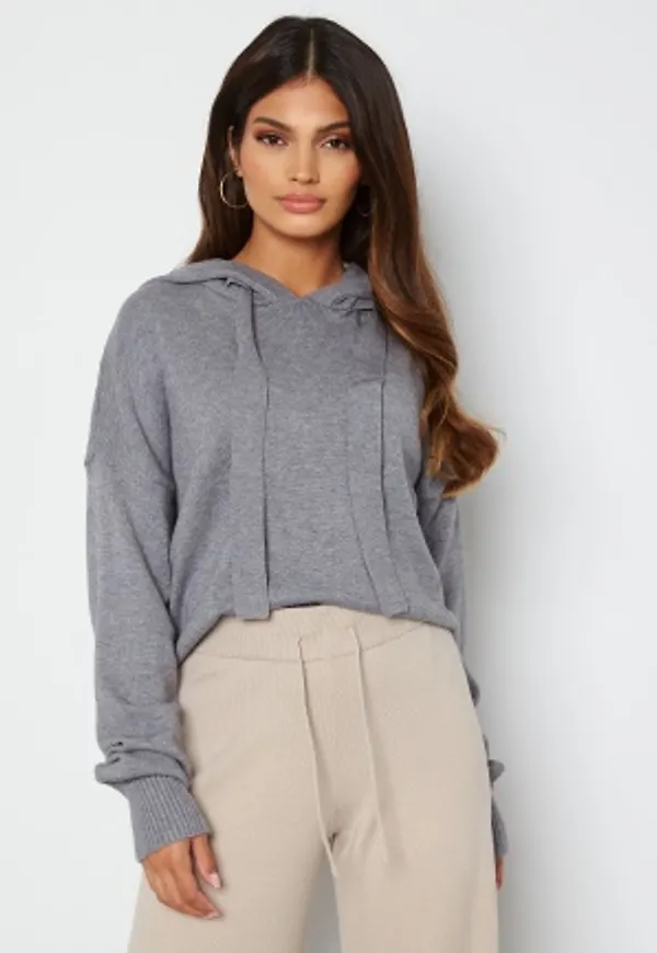 Noisy May Ship L/S Hoddie Knit Medium Grey Melange L