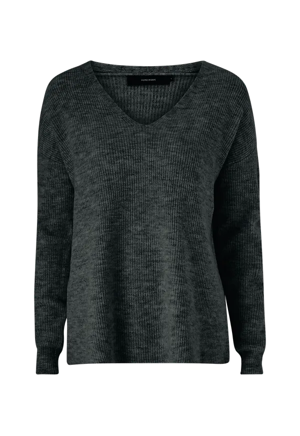 Vero Moda - Tröja vmBlakely Iva LS V-neck Rib Blouse - Grå