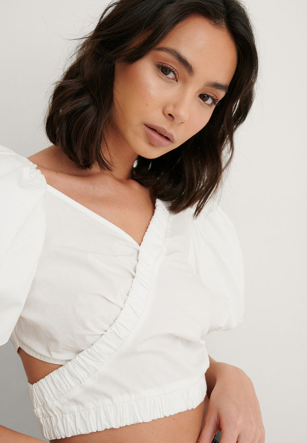 NA-KD Trend Topp Med Puffärm - White