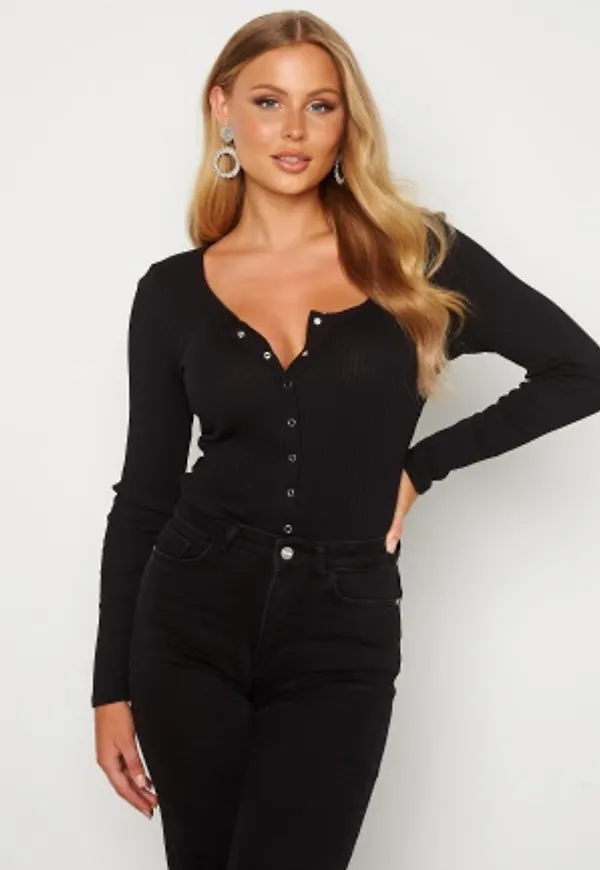 BUBBLEROOM Chelsie rib top Black M
