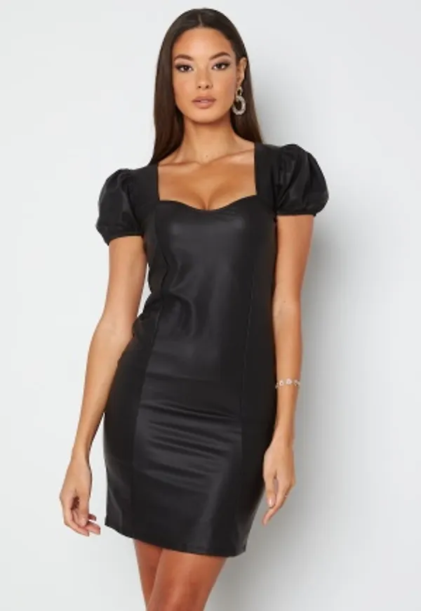 Chiara Forthi Picciana PU Puff sleeve Dress Black 34
