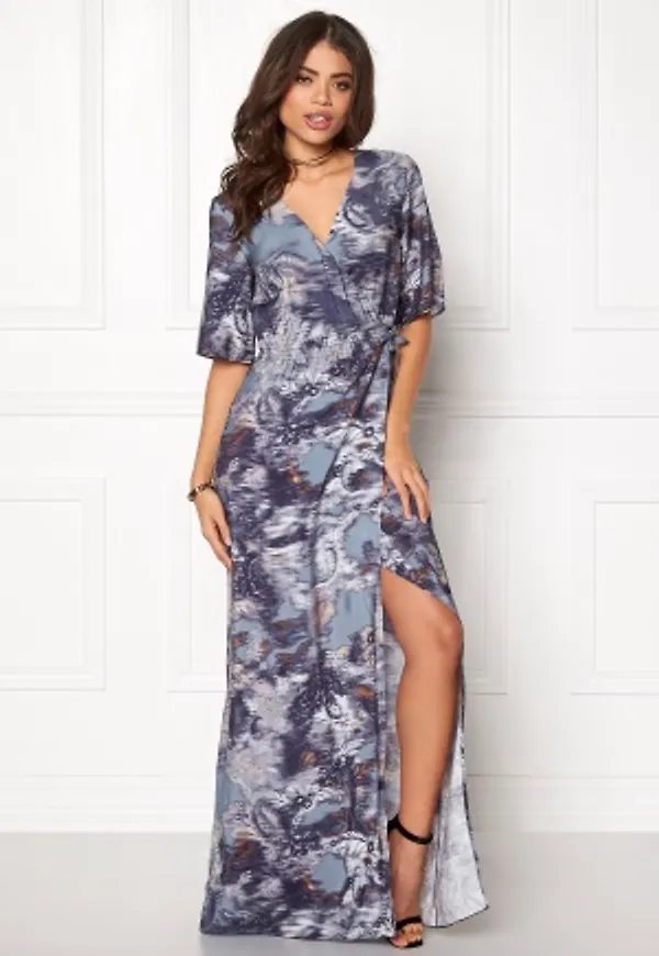 DAGMAR Fabiola Maxi Wrap Dress Wallpaper Print 36