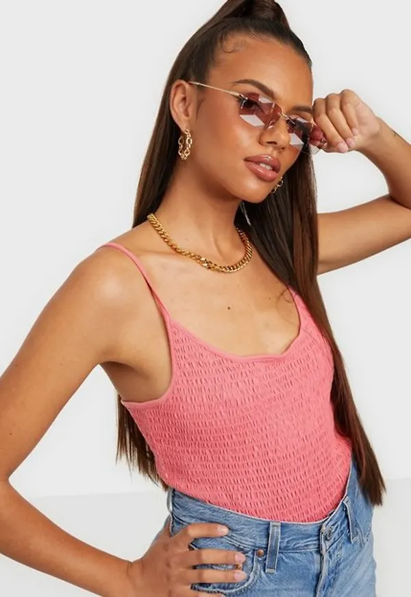 Only Onlpeppa Life S/L Smock Top Jrs Linnen Strawberry Pink
