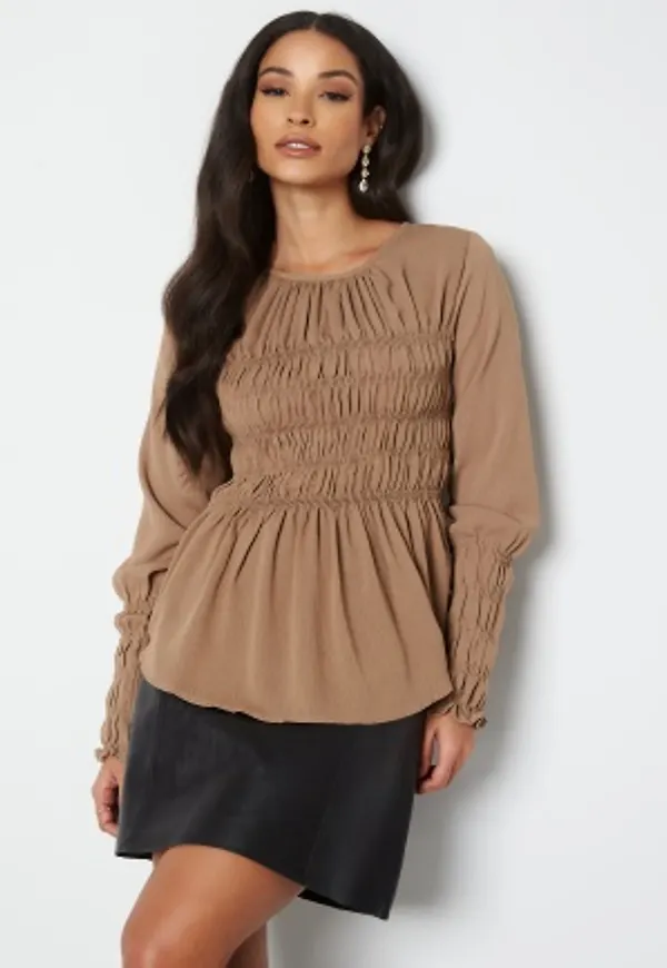 Pieces Kajanna LS Top Taupe Grey XS