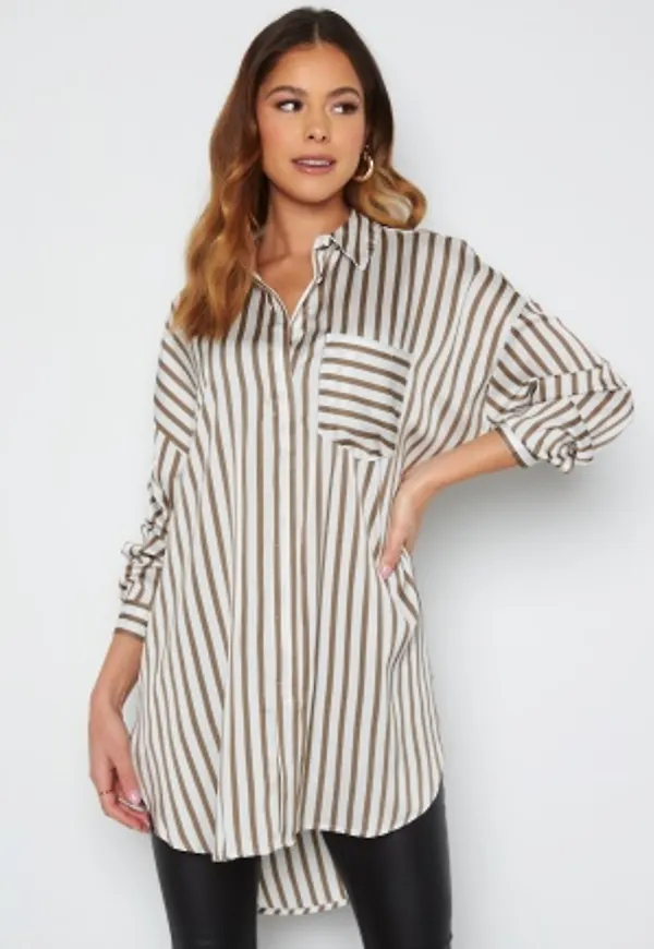 VERO MODA Edita LS Long Shirt Snow White Fossil S
