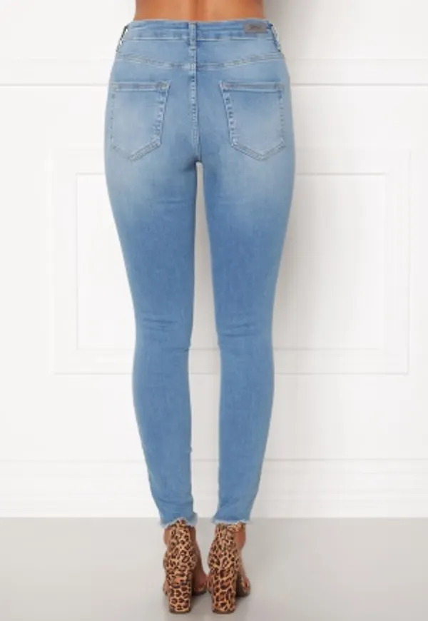 ONLY Blush Life Mid Raw Jeans Light Blue Denim XL/32
