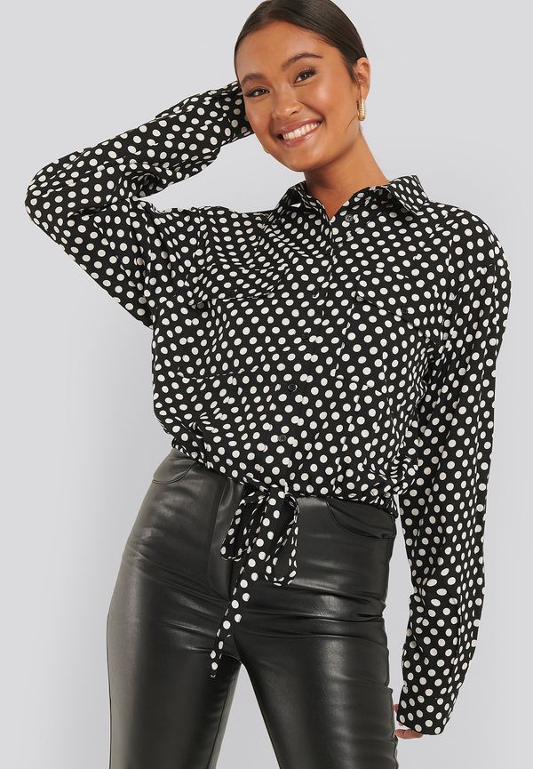 NA-KD Drawstring Dotted Blouse - Multicolor