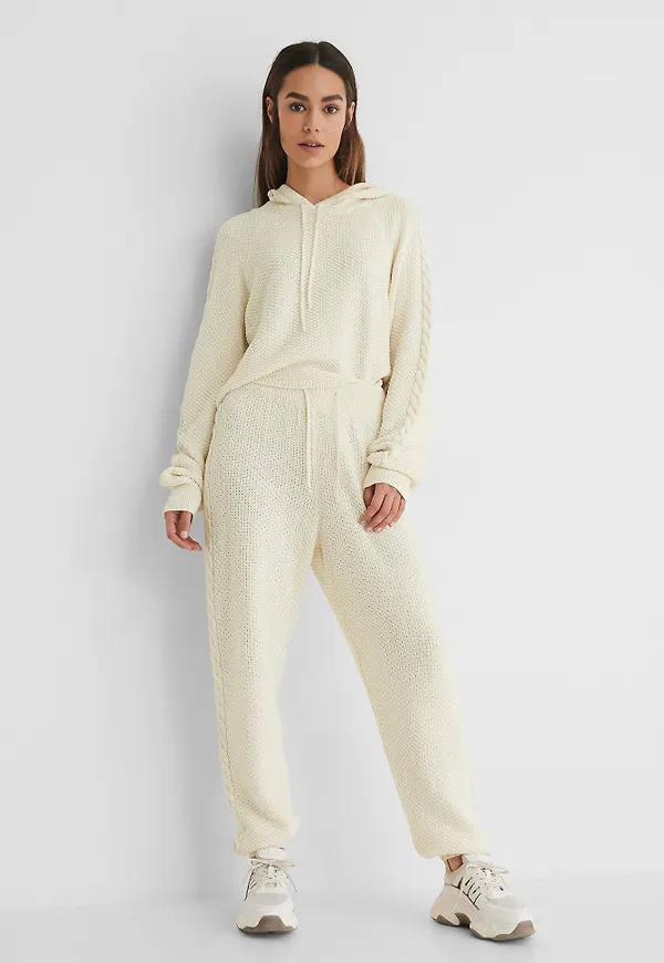 Lisa-Marie Schiffner x NA-KD Recycled Sweatpants Med Hög Midja - Offwhite