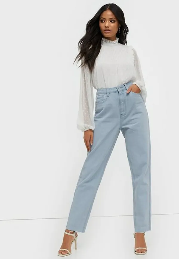 Missguided Riot High Waisted Plain Mom Jeans Straight