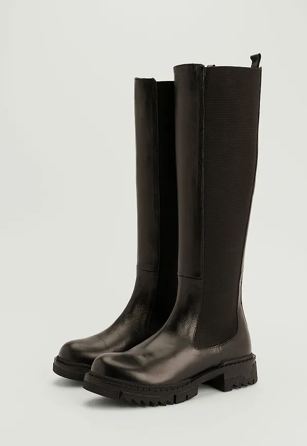 NA-KD Shoes Läderboots med profilskaft - Black