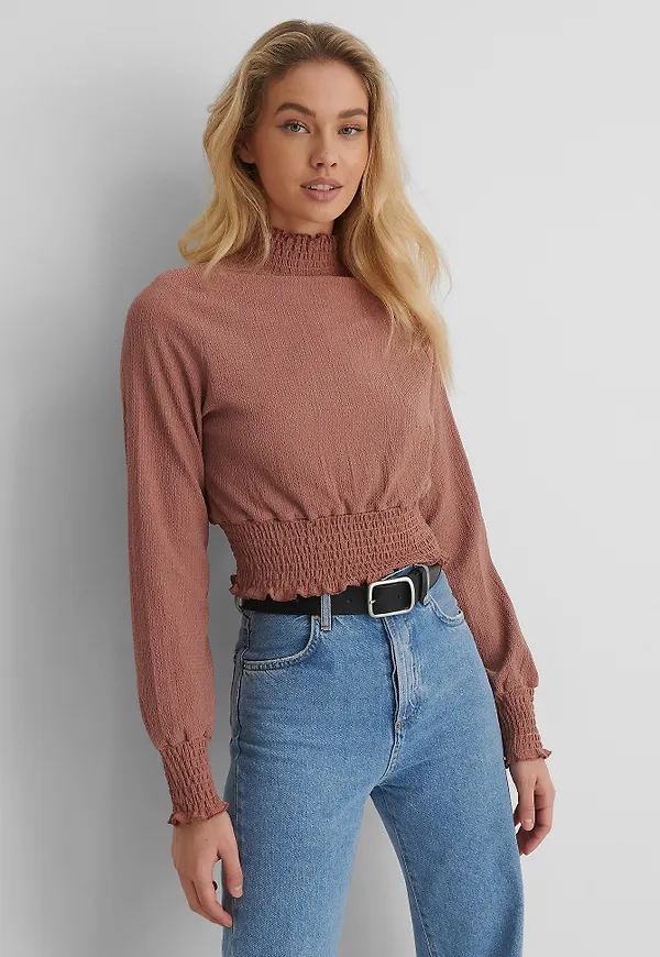 NA-KD Boho Crepe-Topp Med Smockmidja - Pink