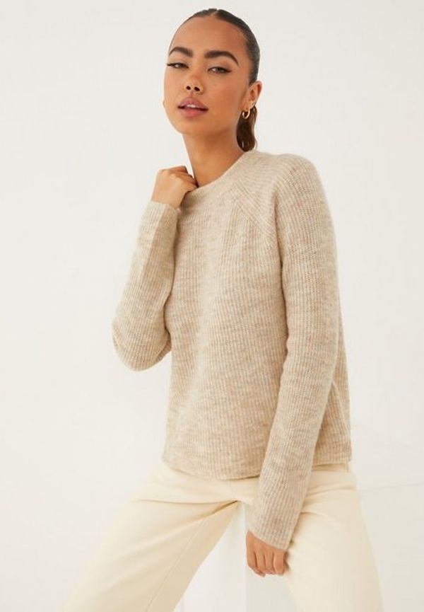 Pieces Pcellen Ls O-Neck Knit Noos Bc Stickade tröjor Ljus Grå