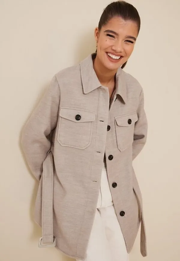 Vero Moda Vmcalautility Jacket Ga Boos skjortjackor Silver Mink Melange