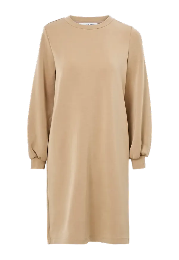 Selected FEMME - Sweatklänning slfTenny LS O-neck Sweat Dress - Brun