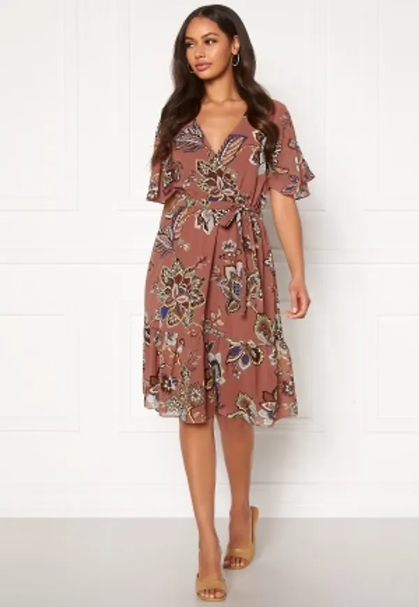 Happy Holly Linnea midi dress Dark dusty pink / Patterned 32/34