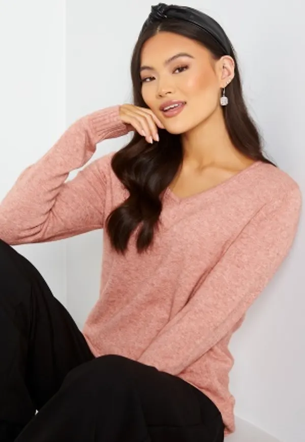 VILA Ril L/S V-neck Knit Top Old Rose XS