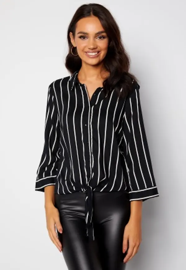 Happy Holly Juliette ss knot shirt Black / Offwhite 52/54