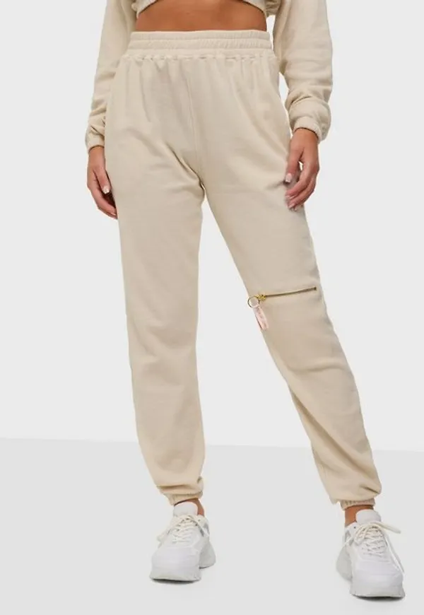 Public Desire Waffle Zip Detail Fabric Jogger Mjukisbyxor