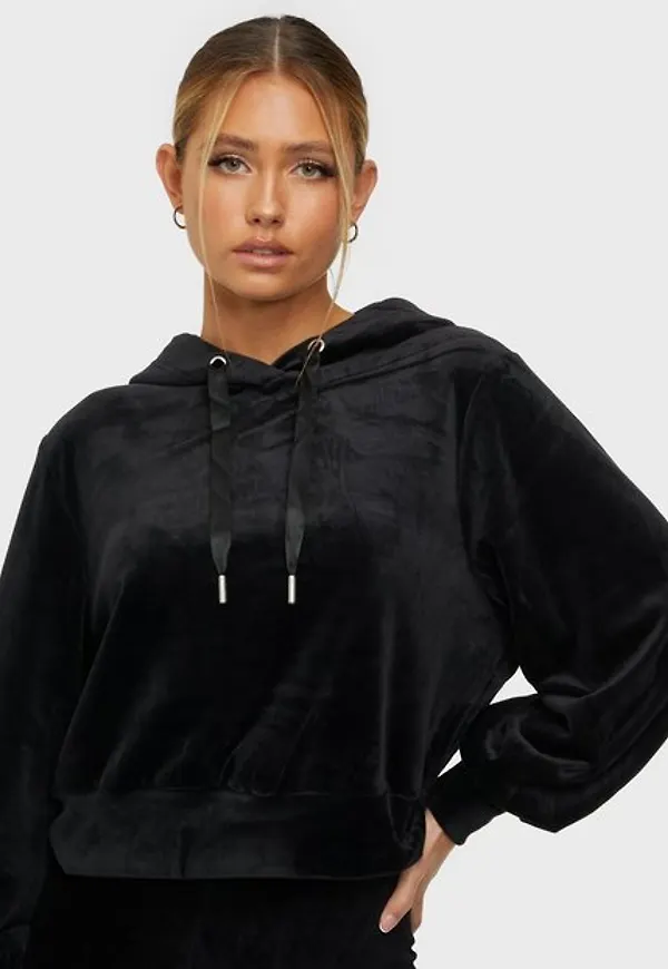 Only Onllaya L/S Hood Velvet Swt Cardigans Black