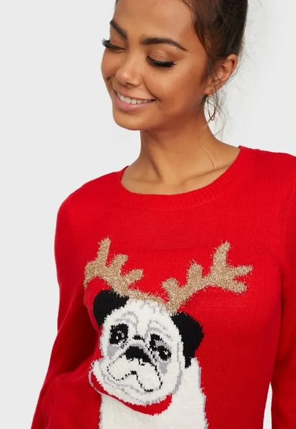 Vero Moda Vmchristmasdog Ls Knit Blouse Xmas Stickade tröjor