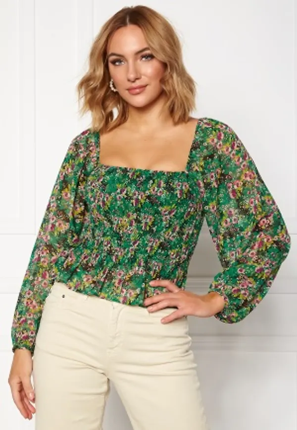 VERO MODA Annelie L/S Smock Top Black AOP XS