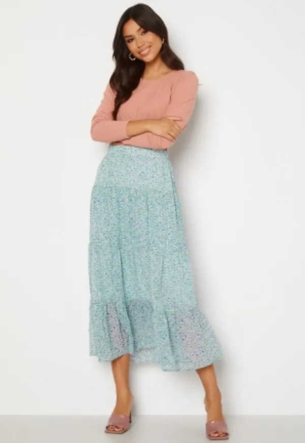 VERO MODA Minna AOP Ankle Skirt Snow White AOP Blue L