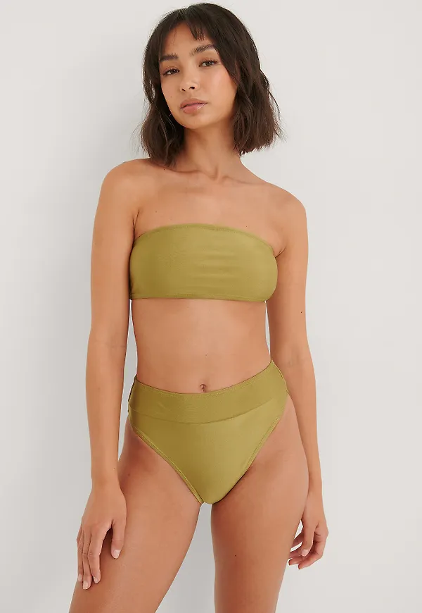 NA-KD Swimwear Skinande Bikinitrosa Med Hög Midja - Green