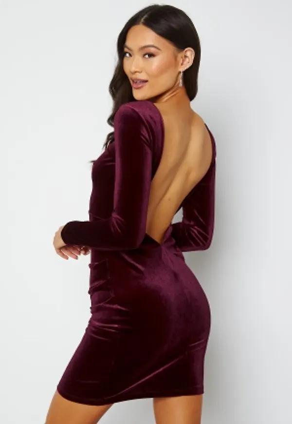 BUBBLEROOM Nemue Velvet Heartshape Back Dress Wine-red XS